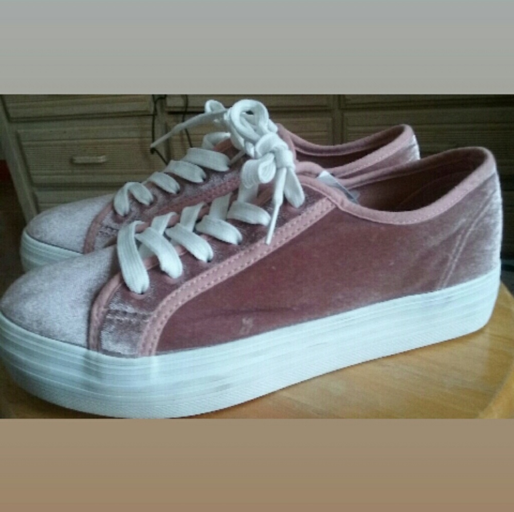 Cute Pink Burgundy Velour Velvet Platform Creepers